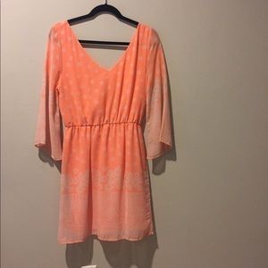 Floral Peach Alya Long Sleeve Dress